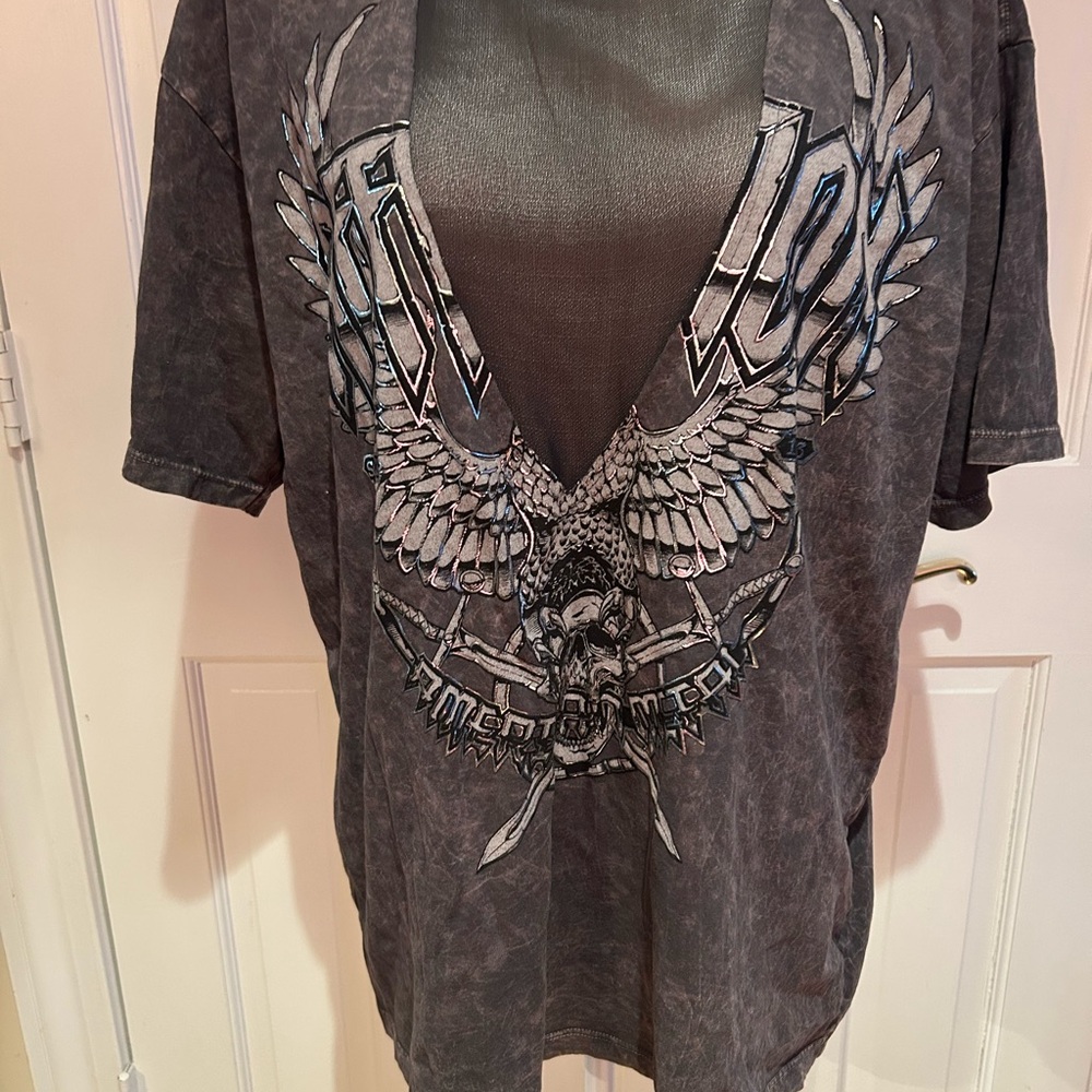 Affliction Charcoal Winged Graphic Tee. Size 2X. NWT